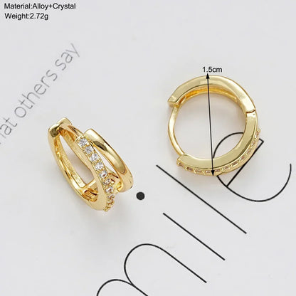 Elegant Gold Zircon Hoop Earrings for Women