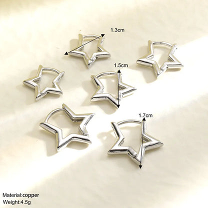 Punk Geometric Star Hoop Earrings - Gold & Silver