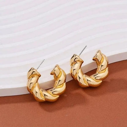 Elegant Crystal Hoop Earrings - Twisted Metal Design
