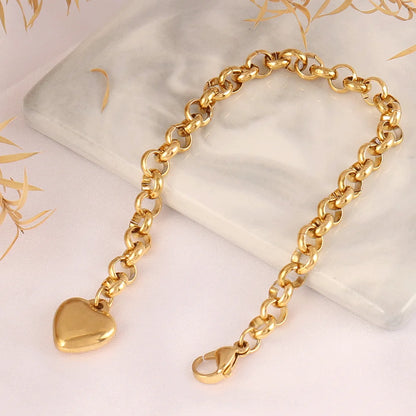 316L Stainless Steel Heart Bracelet For Women Fashion   Heart Pendant Chain Bracelets Jewelry Gift