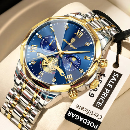 POEDAGAR Elegance Men's Luminous Chronograph Watch