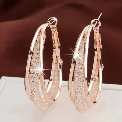 Elegant Crystal Hoop Earrings - Twisted Metal Design