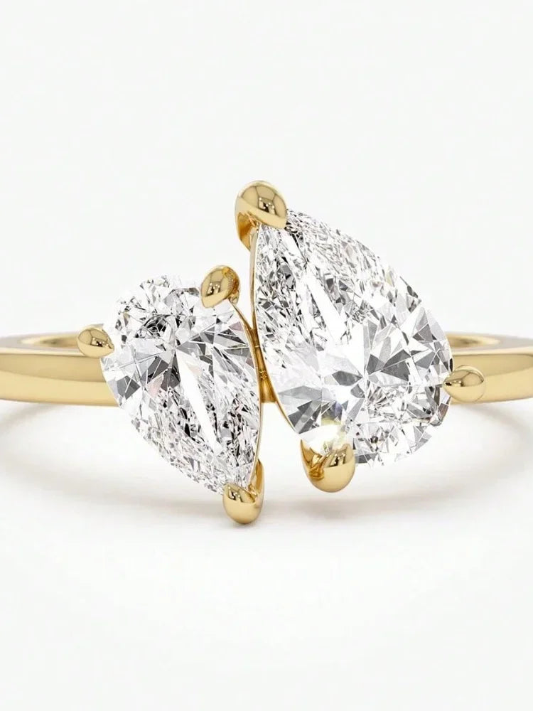 925 Sterling Silver Simplicity Classic Zircon Water Drop Ring For Women Engagement Wedding Luxury High Quality Fine Jewelry