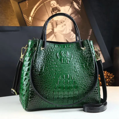 New Tote Bag for Women Crocodile Print Textured Bucket Bag Retro Shoulder Bag Fashion Handbag​
