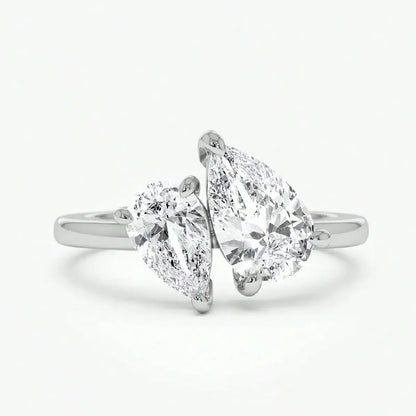 Elegant 925 Sterling Silver Zircon Water Drop Ring