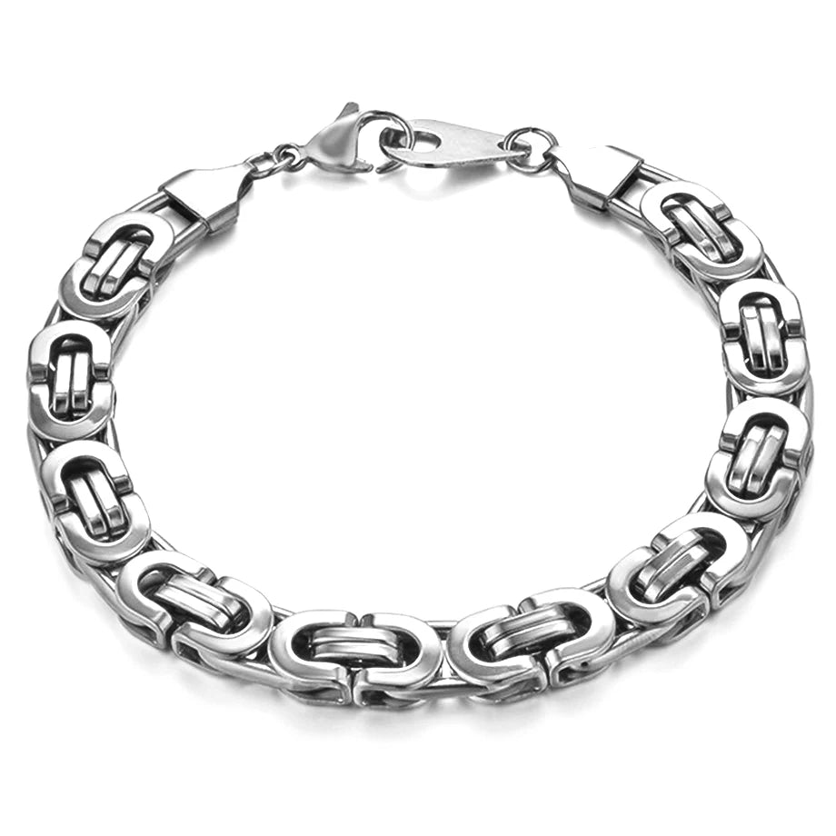 Newest 316L Stainless Steel Bracelet Men Wholesale Wristband 8mm Gold Silver Color Male Hand Chain Link Bracelet Hip Hop Jewelry