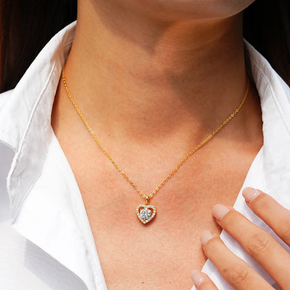 Luxury 100% Real 18k Gold Women's Heart-shaped Love Clavicle Chain Diamond Pendant Moissanite Necklace