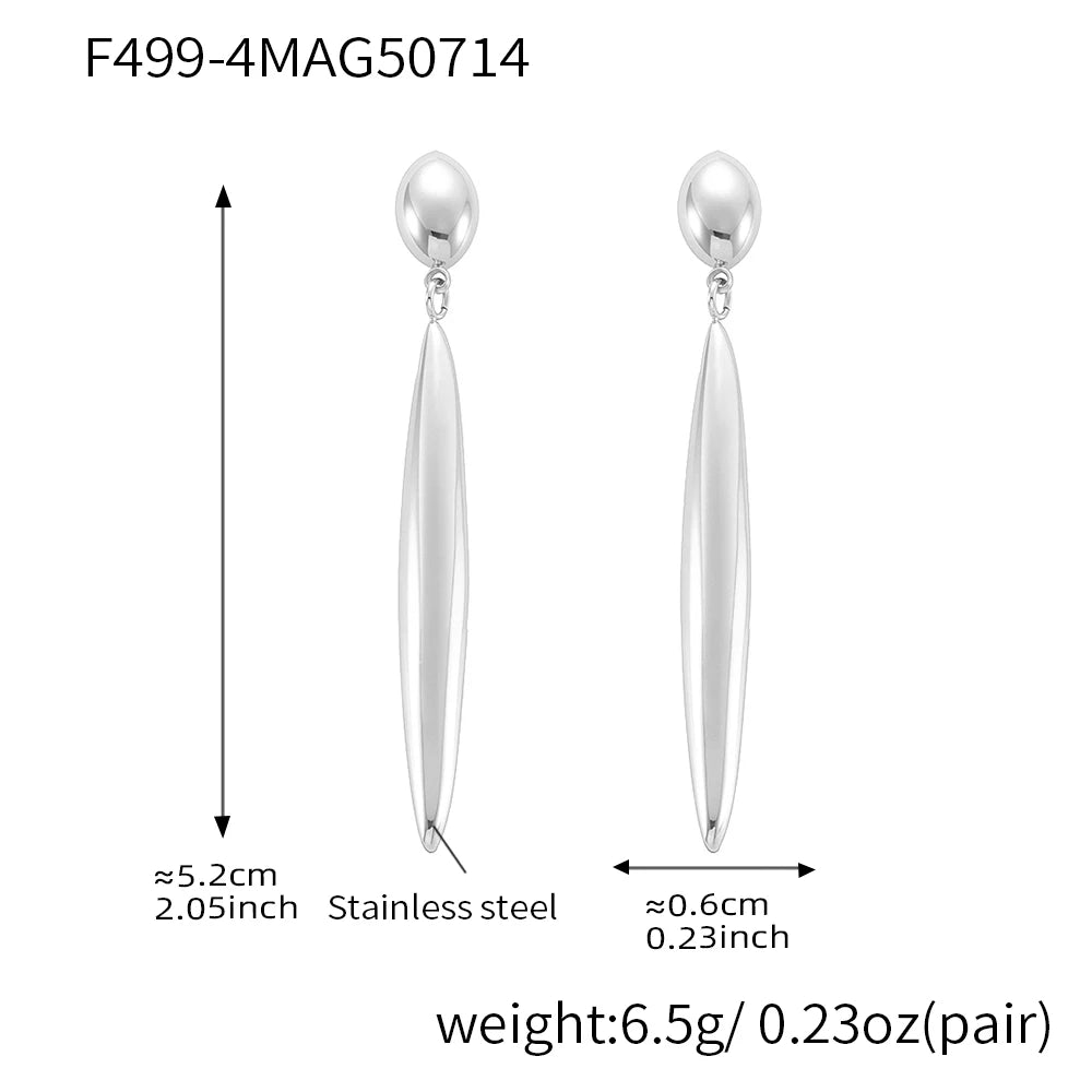 Niche Line Unique Pendant Stainless Steel Long Earrings For Women Waterproof Gold Plated OL Luxury Ear Stud Daily Jewelry