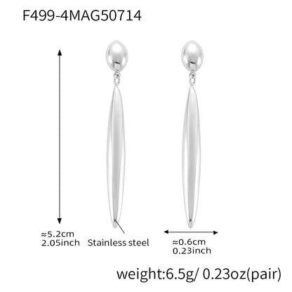 Niche Line Unique Pendant Stainless Steel Long Earrings For Women Waterproof Gold Plated OL Luxury Ear Stud Daily Jewelry