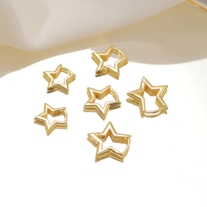 Punk Geometric Star Hoop Earrings - Gold & Silver