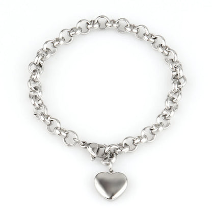316L Stainless Steel Heart Bracelet For Women Fashion   Heart Pendant Chain Bracelets Jewelry Gift
