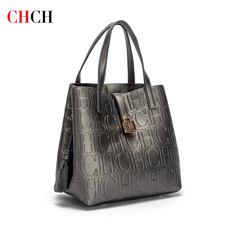 CHCH Women's Tote Bag New Steel Embossed Handheld Bun Mother Shopping Bag