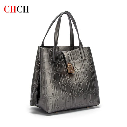 CHCH Women's Tote Bag New Steel Embossed Handheld Bun Mother Shopping Bag