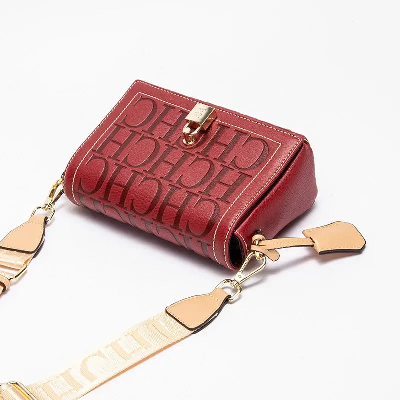 CH Womens Shoulder Bag Luxury Brand 2025 Fashion Solid Color Printed Handbag Fashion Design Model Metal Accessories Buckle