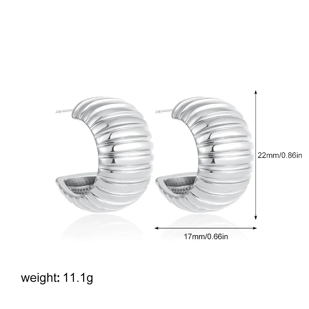 Elegant Gold Chunky C Shape Hoop Earrings - Waterproof