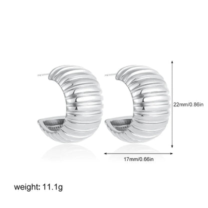 Elegant Gold Chunky C Shape Hoop Earrings - Waterproof