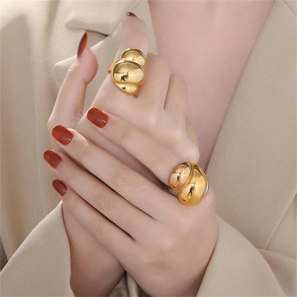 Punk Fashion Big Irregular Ring Female Gold Color Stainless Steel Geometric Rings for Women Party Jewelry Anillo Mujer 2025