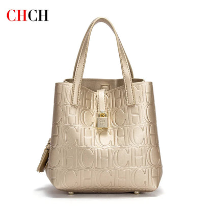 CHCH Women's Tote Bag New Steel Embossed Handheld Bun Mother Shopping Bag