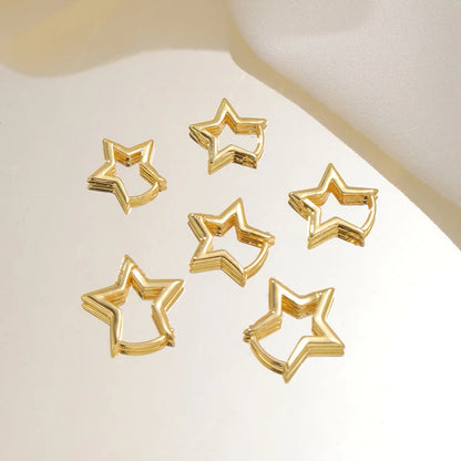 Punk Geometric Star Hoop Earrings - Gold & Silver