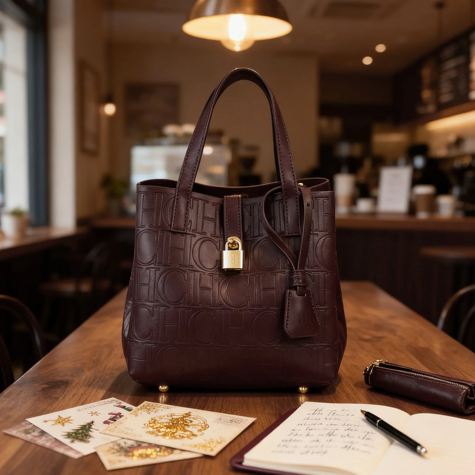 CH Embossed Ladies Crossbody Bag Letter Printing Design Ladies Handbag Large Capacity Tote Bag Elegant Temperament Ladies Should