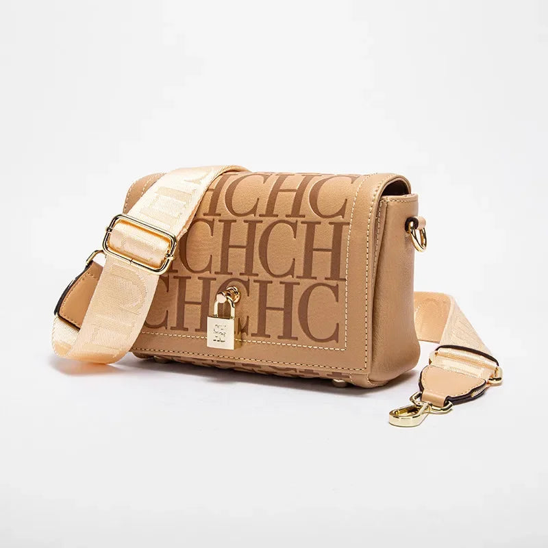 CH Womens Shoulder Bag Luxury Brand 2025 Fashion Solid Color Printed Handbag Fashion Design Model Metal Accessories Buckle