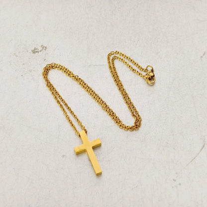 Fashion Small Tiny Jesus Cross Pendant Female Gold Silver Color Stainless Steel Christian Amulet Necklace For Women Jewelry Gift