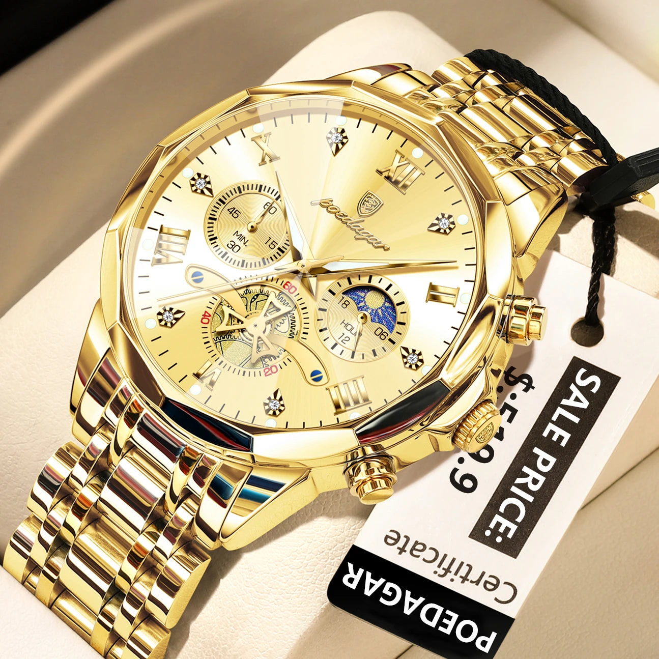 POEDAGAR Elegance Men's Luminous Chronograph Watch