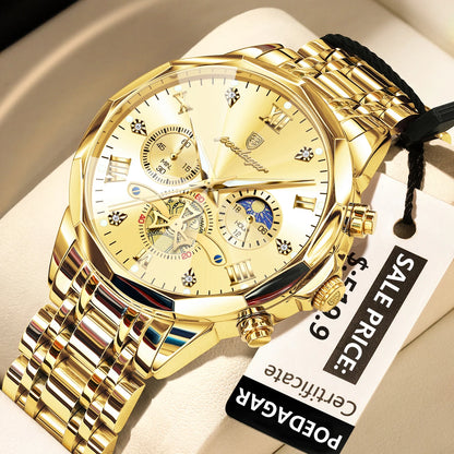 POEDAGAR Elegance Men's Luminous Chronograph Watch