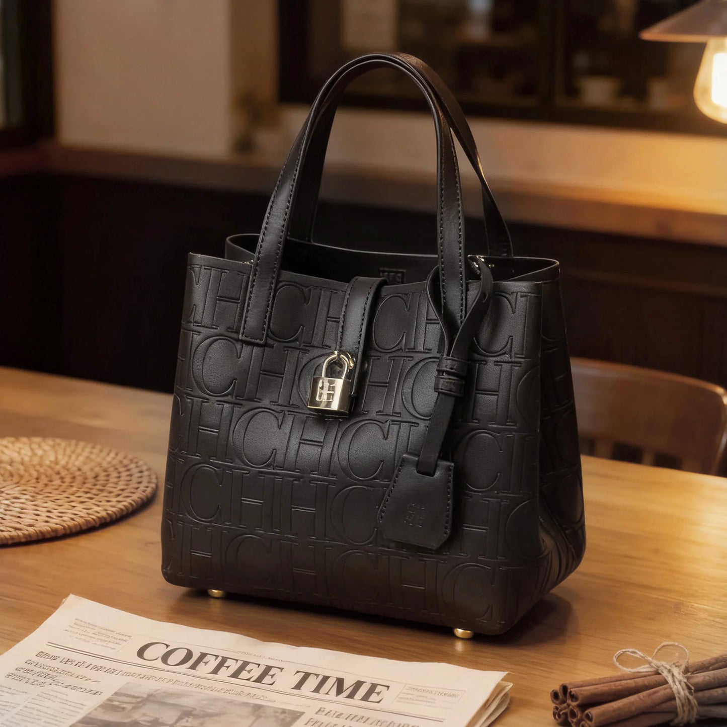 CH Embossed Ladies Crossbody Bag Letter Printing Design Ladies Handbag Large Capacity Tote Bag Elegant Temperament Ladies Should