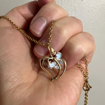 Punk Cute Small CZ Butterfly Heart Charm Pendant 45cm Female Gold Color Clavicle Necklace Chain For Women Fashion Jewelry Gift