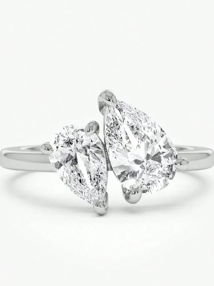 925 Sterling Silver Simplicity Classic Zircon Water Drop Ring For Women Engagement Wedding Luxury High Quality Fine Jewelry