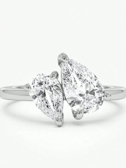 925 Sterling Silver Simplicity Classic Zircon Water Drop Ring For Women Engagement Wedding Luxury High Quality Fine Jewelry