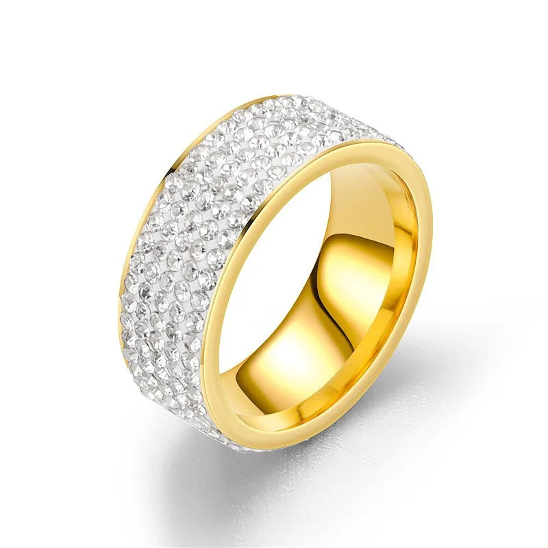 Iced Out Zirconia Hip Hop Ring - Gold & Silver
