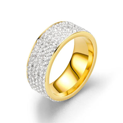 Iced Out Zirconia Hip Hop Ring - Gold & Silver