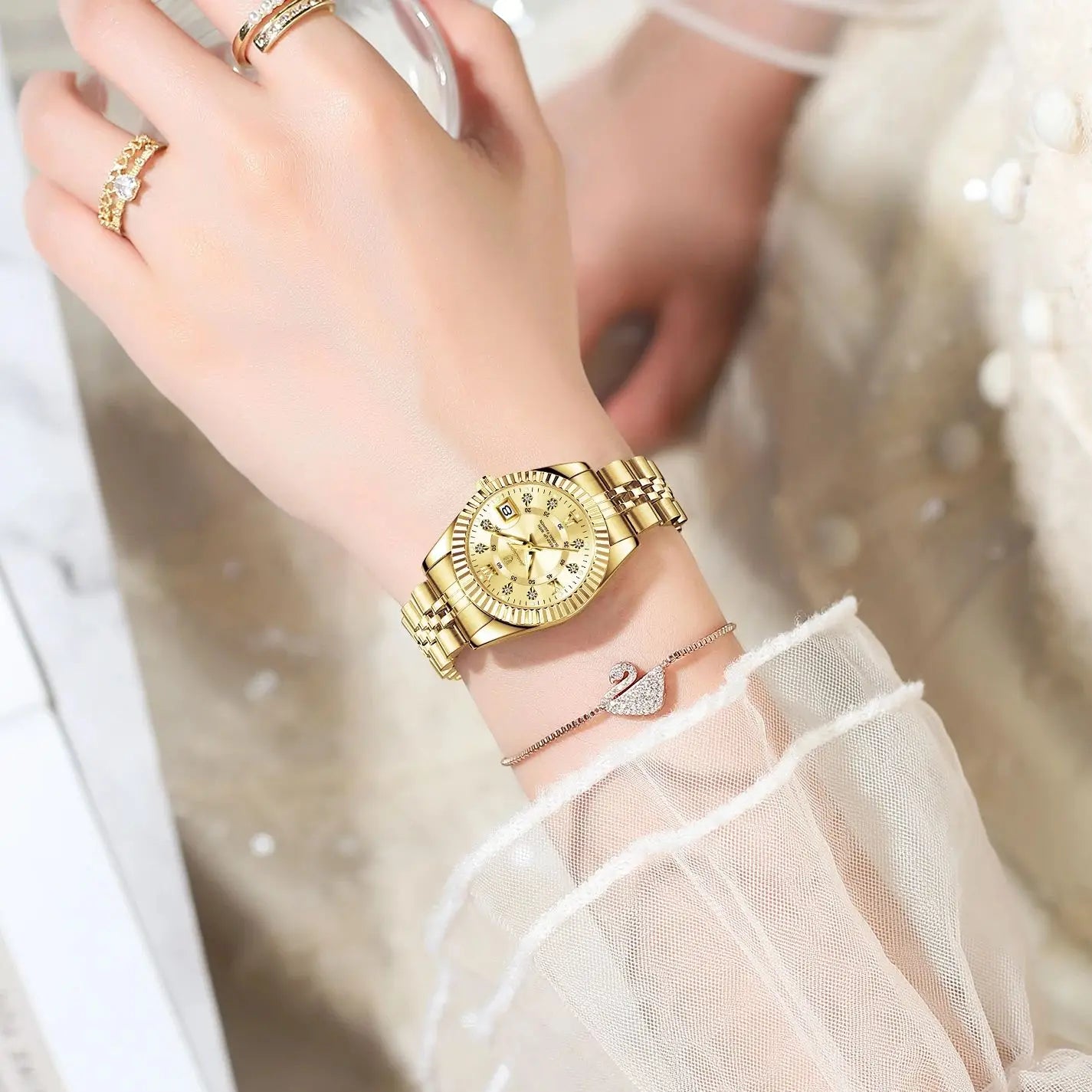 POEDAGAR Top Casual Women's Watches Waterproof Luminous Date Luxury Women Watch Stainless Steel Quartz Fashion Ladies Wristwatch