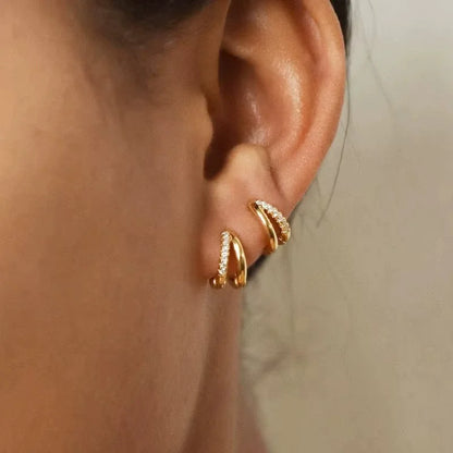 Elegant Gold Zircon Hoop Earrings for Women