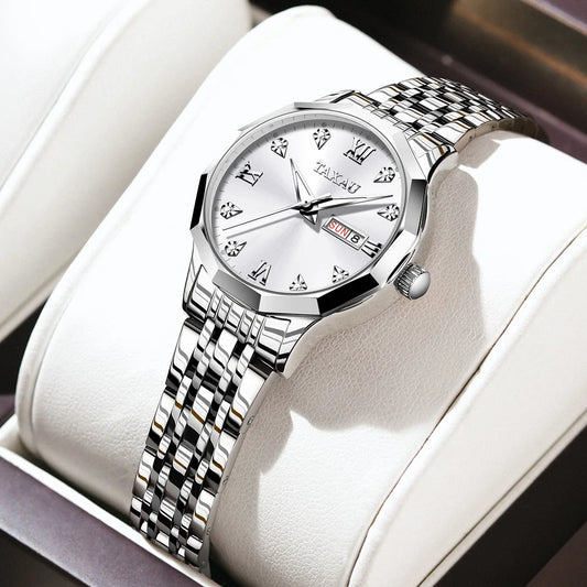 OLEVS Fashion Golden Watch for Women Stainless Steel Waterproof Women's Watches Elegant Original Luxury Ladies Quartz Wristwatch