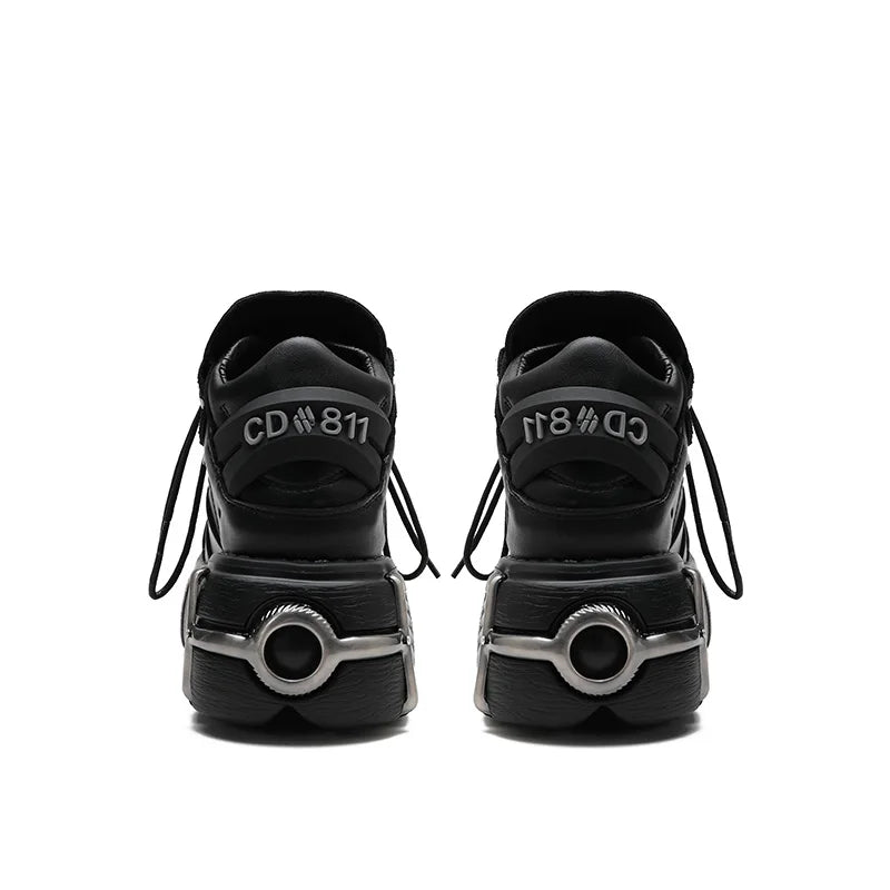 New 2025 Brand Punk Style Women Shoes Lace-up heel height 6CM Platform Shoes Woman Rock Boots Metal Decor Woman Sneakers