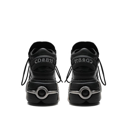 New 2025 Brand Punk Style Women Shoes Lace-up heel height 6CM Platform Shoes Woman Rock Boots Metal Decor Woman Sneakers