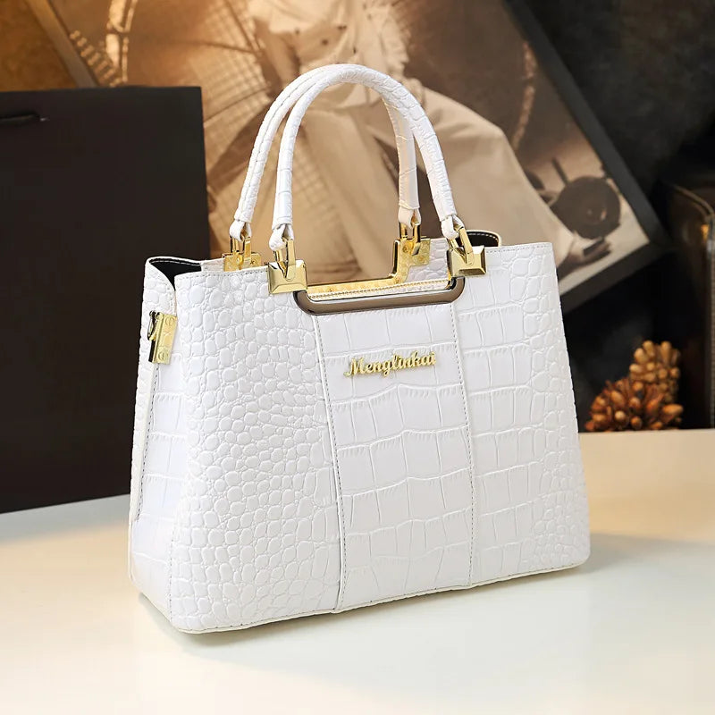 Summer Shiny Mother Bag Crocodile Pattern Middle Aged Women Tote Light Luxury Brand Handbag