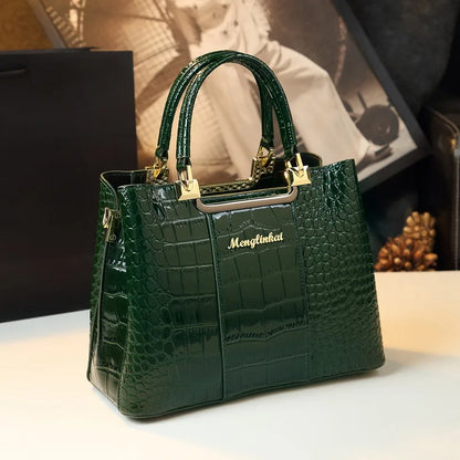 Summer Shiny Mother Bag Crocodile Pattern Middle Aged Women Tote Light Luxury Brand Handbag