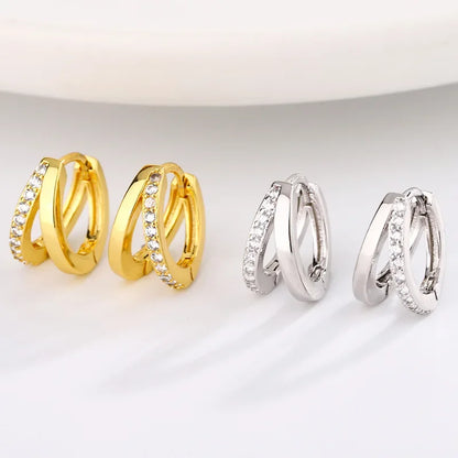Elegant Gold Zircon Hoop Earrings for Women