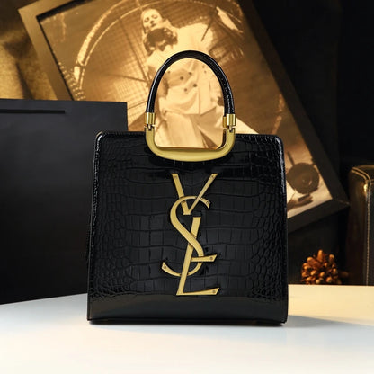 Elegant Crocodile Print Tote - Women's Luxury Handbag