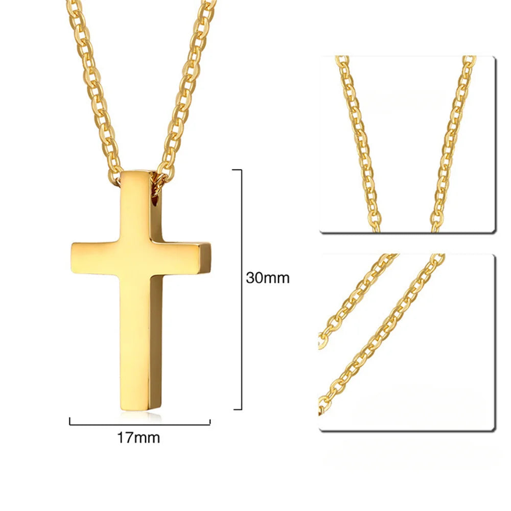 Fashion Small Tiny Jesus Cross Pendant Female Gold Silver Color Stainless Steel Christian Amulet Necklace For Women Jewelry Gift