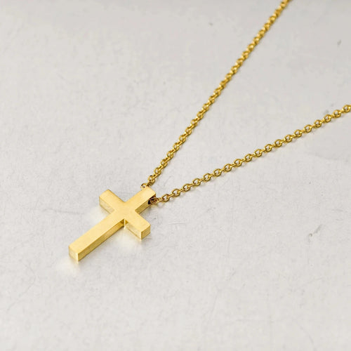 Fashion Small Tiny Jesus Cross Pendant Female Gold Silver Color Stainless Steel Christian Amulet Necklace For Women Jewelry Gift