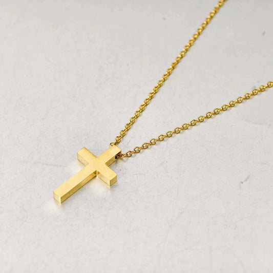 Fashion Small Tiny Jesus Cross Pendant Female Gold Silver Color Stainless Steel Christian Amulet Necklace For Women Jewelry Gift