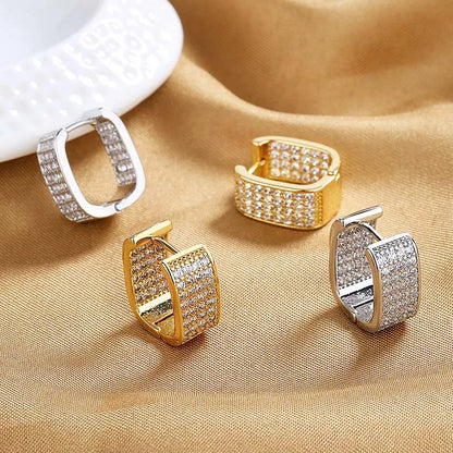 Luxurious CZ Zircon Square Hoop Earrings for Women