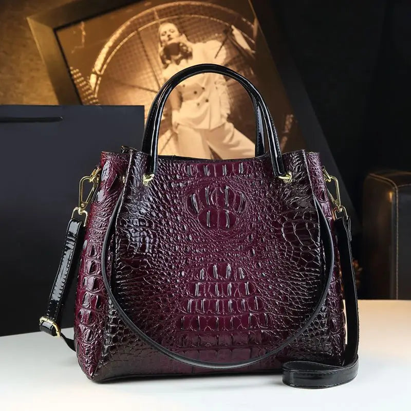 New Tote Bag for Women Crocodile Print Textured Bucket Bag Retro Shoulder Bag Fashion Handbag​