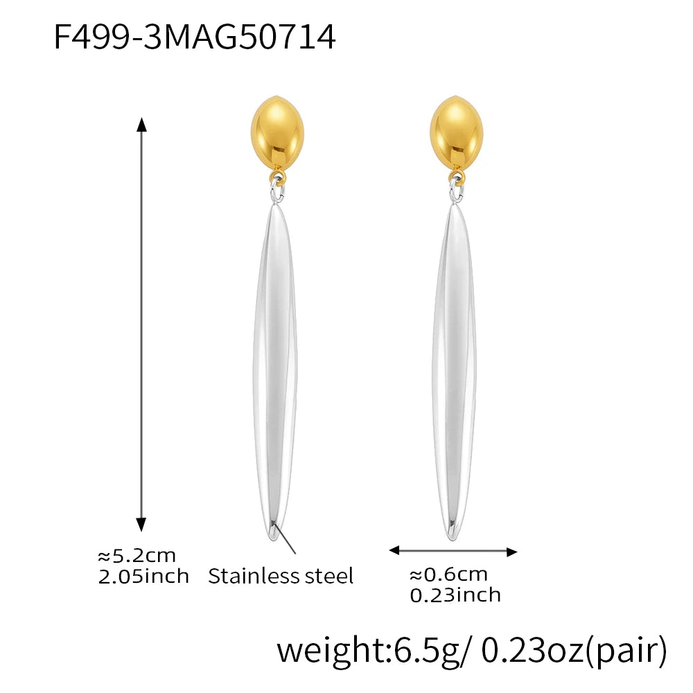Niche Line Unique Pendant Stainless Steel Long Earrings For Women Waterproof Gold Plated OL Luxury Ear Stud Daily Jewelry