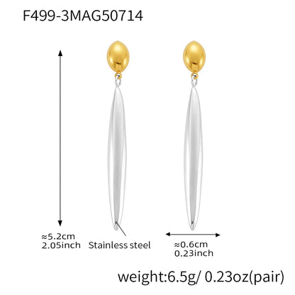 Niche Line Unique Pendant Stainless Steel Long Earrings For Women Waterproof Gold Plated OL Luxury Ear Stud Daily Jewelry